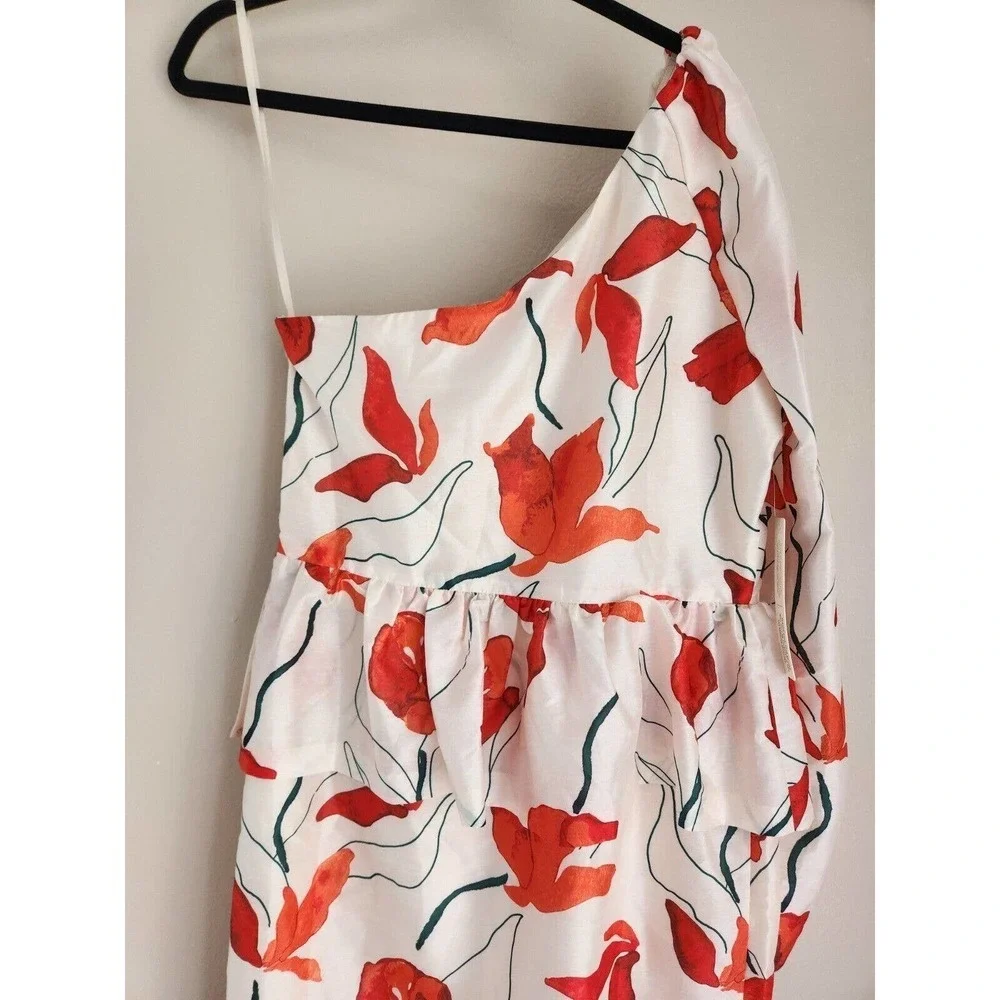 NWT Anthropologie Hutch One-Shoulder Floral Peplum Dress size 12 - Picture 5 of 11